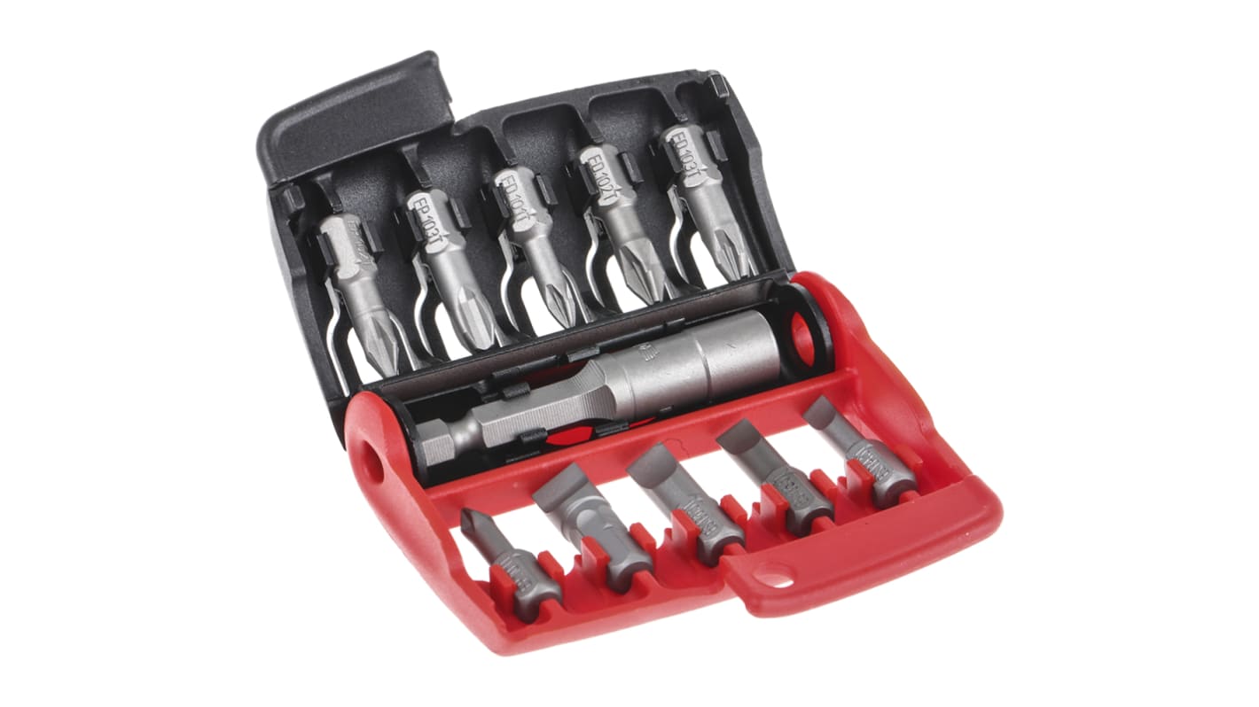 Facom Driver Bit Set 10 Pieces, Phillips, Pozidriv, Slotted