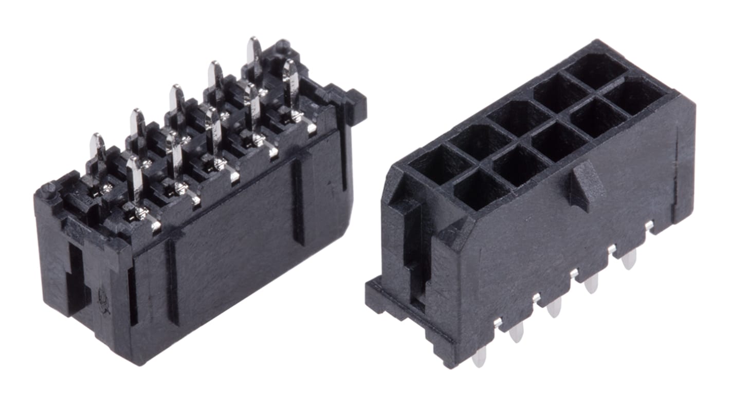 Molex Micro-Fit 3.0 Series Straight Through Hole PCB Header, 10 Contact(s), 3.0mm Pitch, 2 Row(s), Shrouded