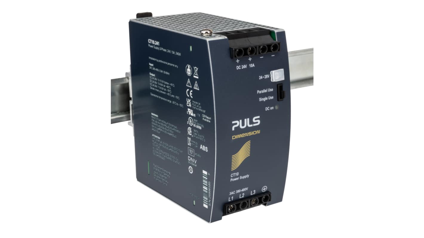 PULS DIMENSION C-Line Dimension 3-Phasen Getaktet DIN-Schienen Netzteil 240W, 380 → 480V ac, 24V dc / 10A