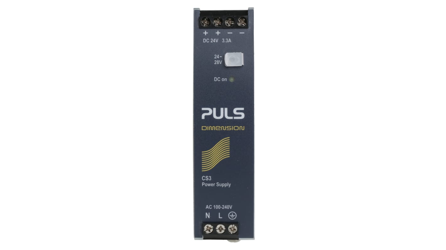 Alimentatore a montaggio su guida DIN PULS, 24V cc, 3.3A, 100 → 240V ca, 80W