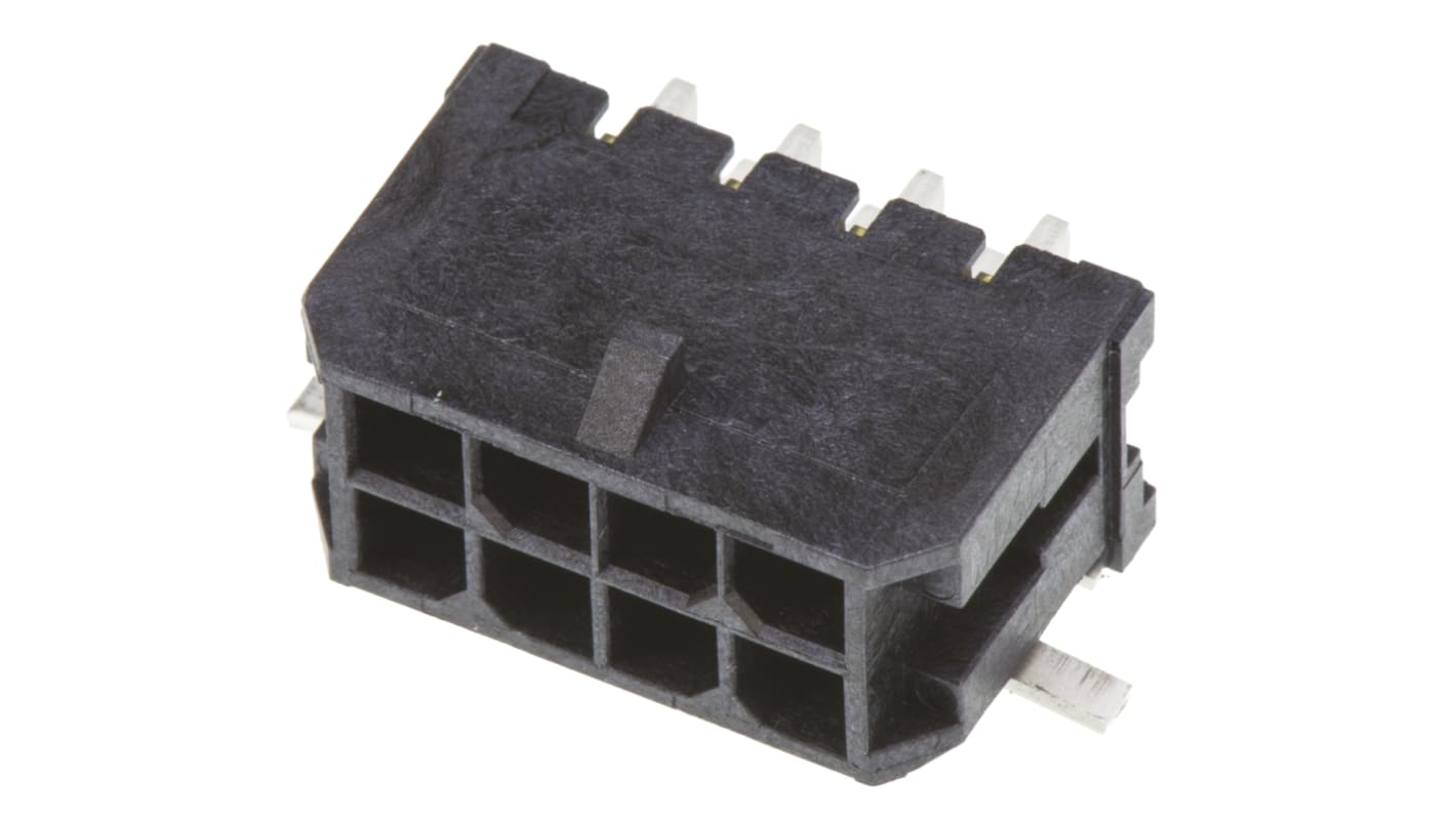 Molex Micro-Fit 3.0 Series Right Angle Surface Mount PCB Header, 8 Contact(s), 3.0mm Pitch, 2 Row(s), Shrouded