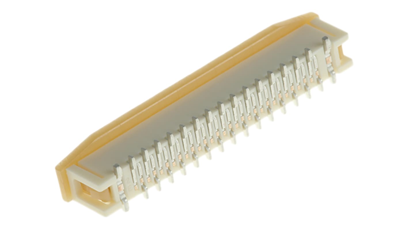 Molex FPC连接器, 母座, 30p, 1mm间距, 单排, SMT安装, 直向, 500mA, 50 V 交流/直流, Easy-On系列