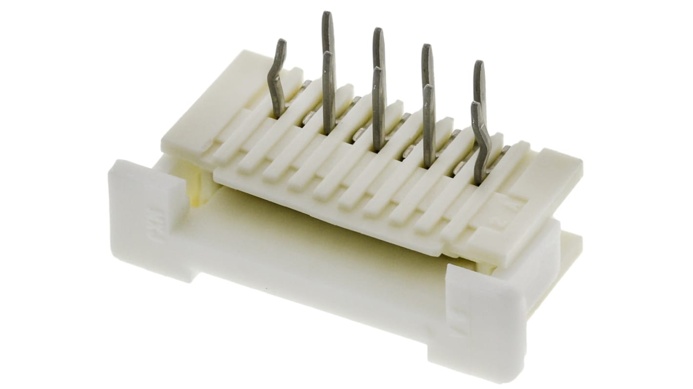 Conector FPC hembra Ángulo de 90° Molex serie FFC/FPC THROUGH HOLE de 9 vías, paso 1mm, 1 fila, para soldar, Montaje en
