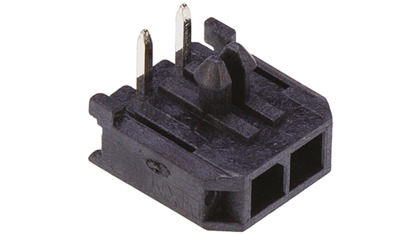 Molex 2p单排排针 直角线对板连接器, 3.0mm间距, 5.0A, 250.0 V, THT安装, Micro-Fit 3.0系列