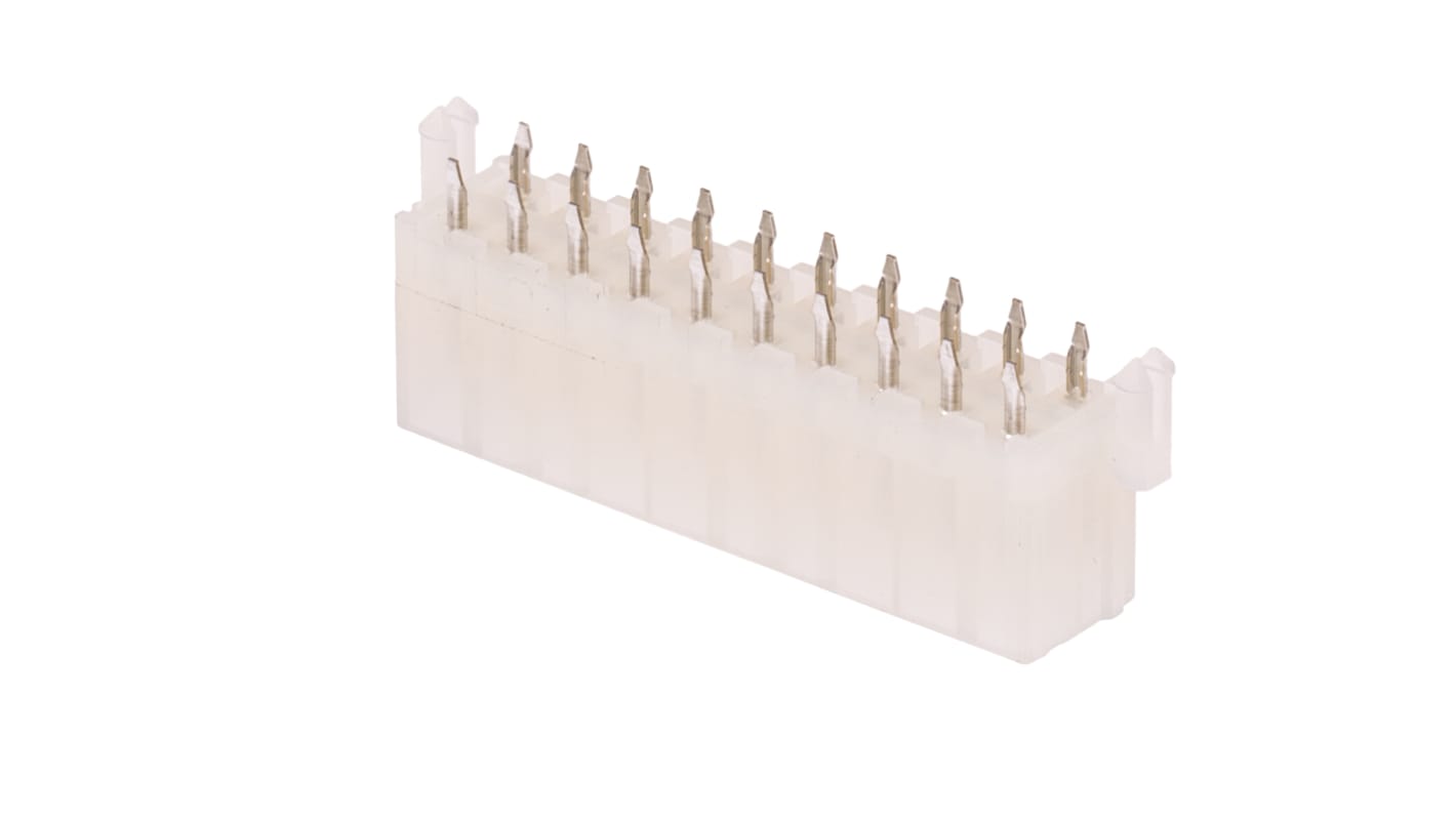 Molex Mini-Fit Jr. Series Vertical Through Hole PCB Header, 20 Contact(s), 4.2mm Pitch, 2 Row(s), Shrouded