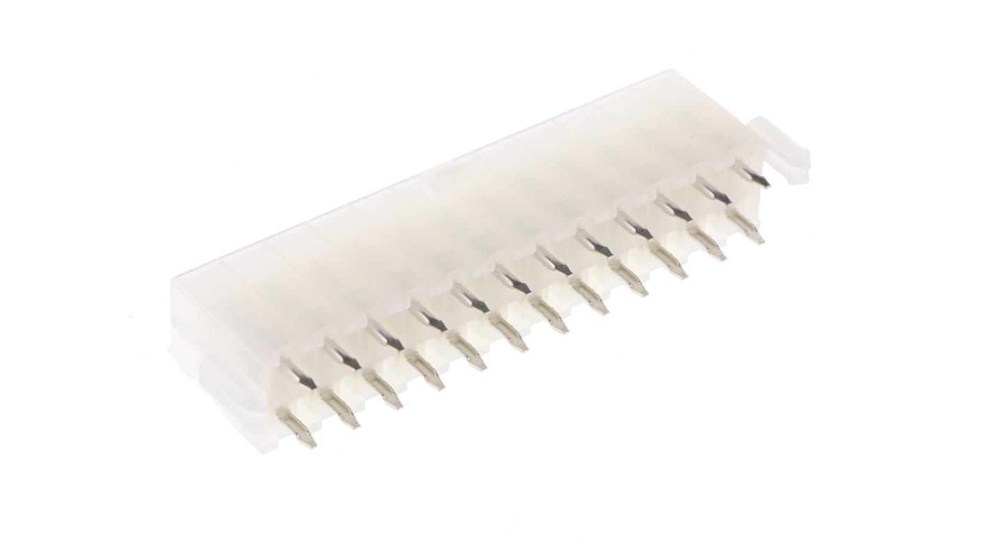 Molex 24p双排排针 直向线对板连接器, 4.2mm间距, 9.0A, 600.0 V, THT安装, Mini-Fit Jr.系列