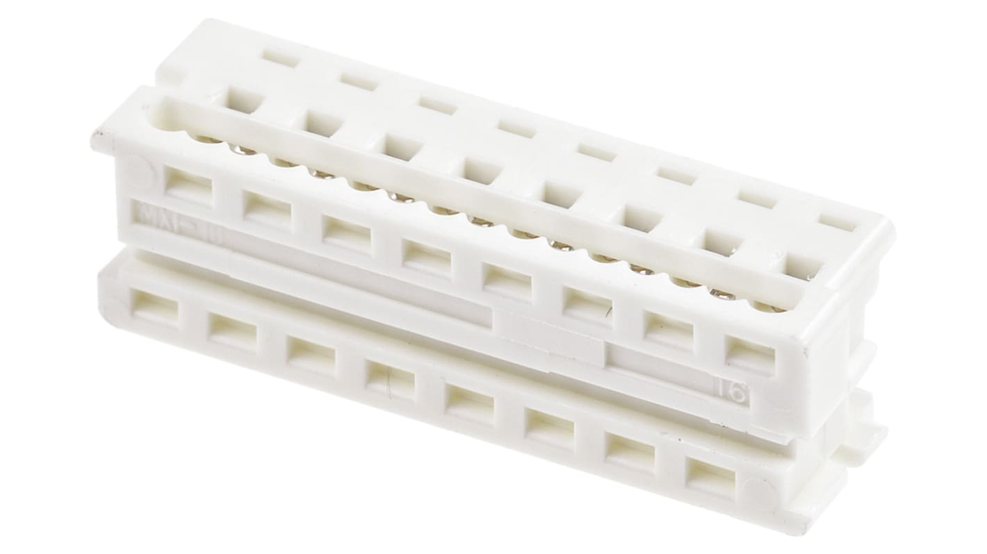 Molex IDC连接器, 母座, 16p, 1.27mm间距, 2排, 电缆安装, IDC端接, 直角, Picoflex系列