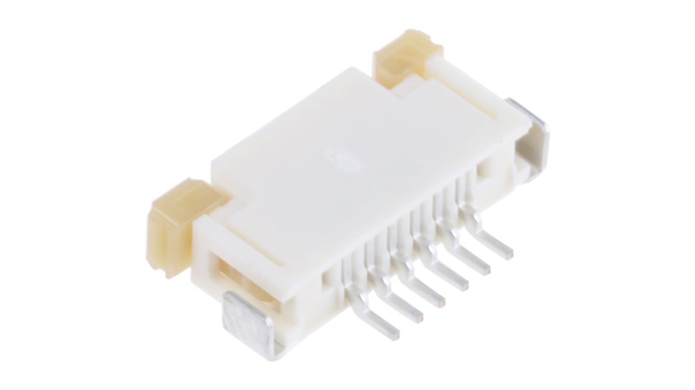 Molex FPC连接器, 母座, 6p, 1mm间距, 单排, SMT安装, 直角, 1A, 30 V, Easy-On系列