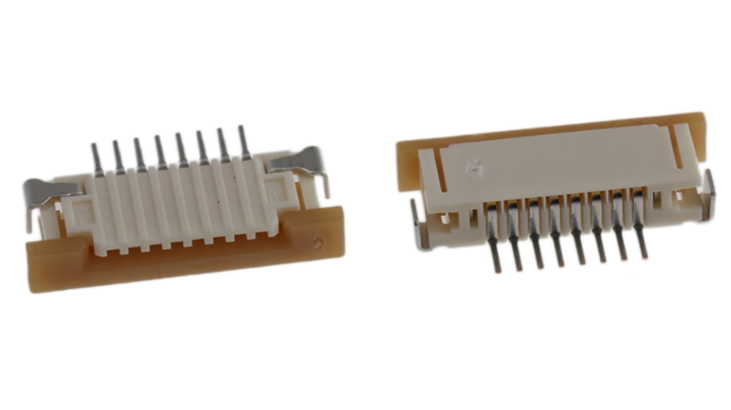 Molex FPC连接器, 母座, 8p, 1mm间距, 单排, SMT安装, 直角, 500mA, 50 V 交流/直流, Easy-On系列