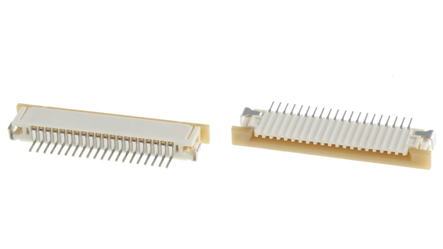 Molex FPC连接器, 母座, 20p, 1mm间距, 单排, SMT安装, 直角, 500mA, 50 V 交流/直流, Easy-On系列