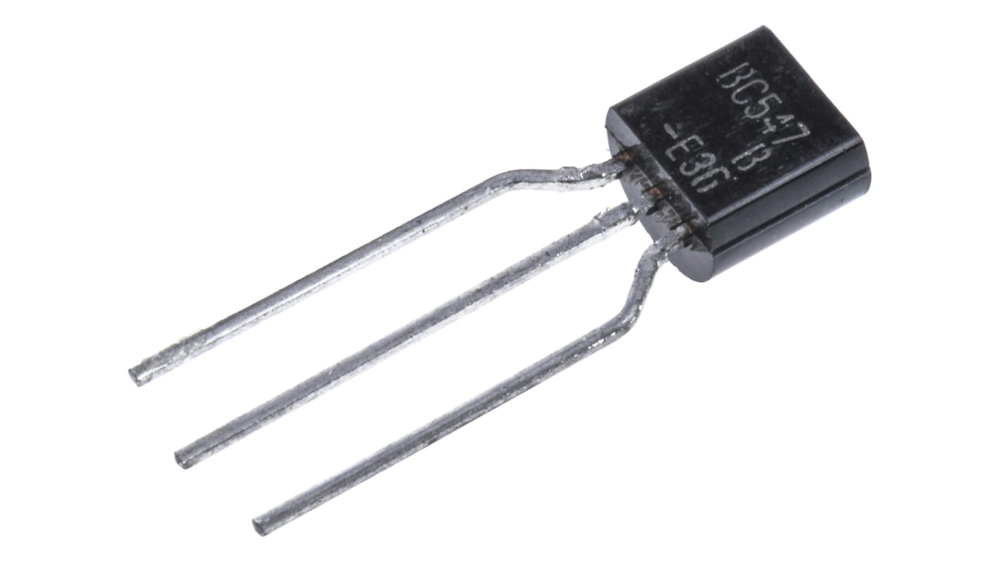 Transistor, BC547BTA, NPN 100 mA 45 V TO-92, 3 pines, 300 MHz, Simple