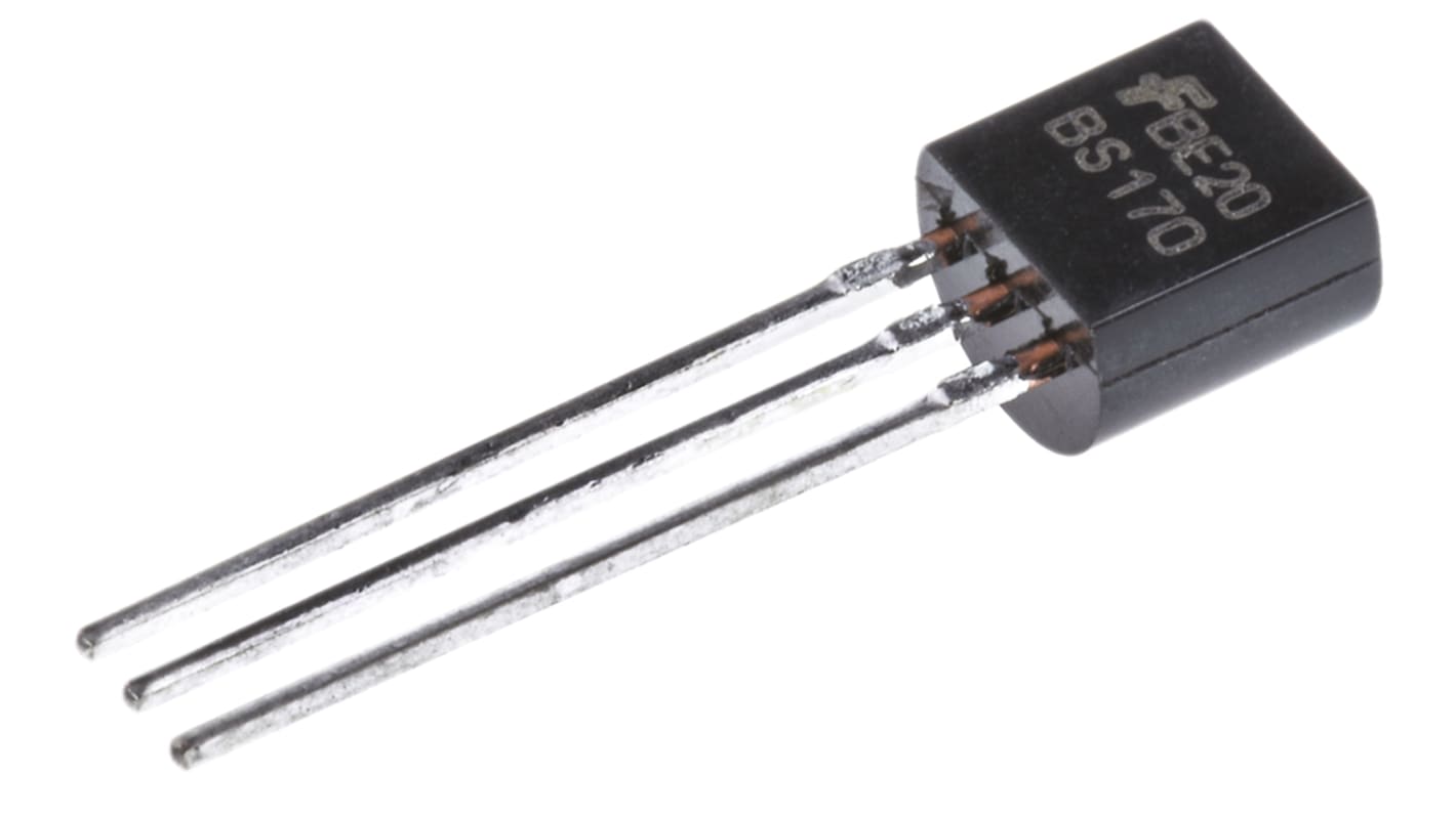 MOSFET onsemi BS170, VDSS 60 V, ID 500 mA, TO-92 de 3 pines, , config. Simple
