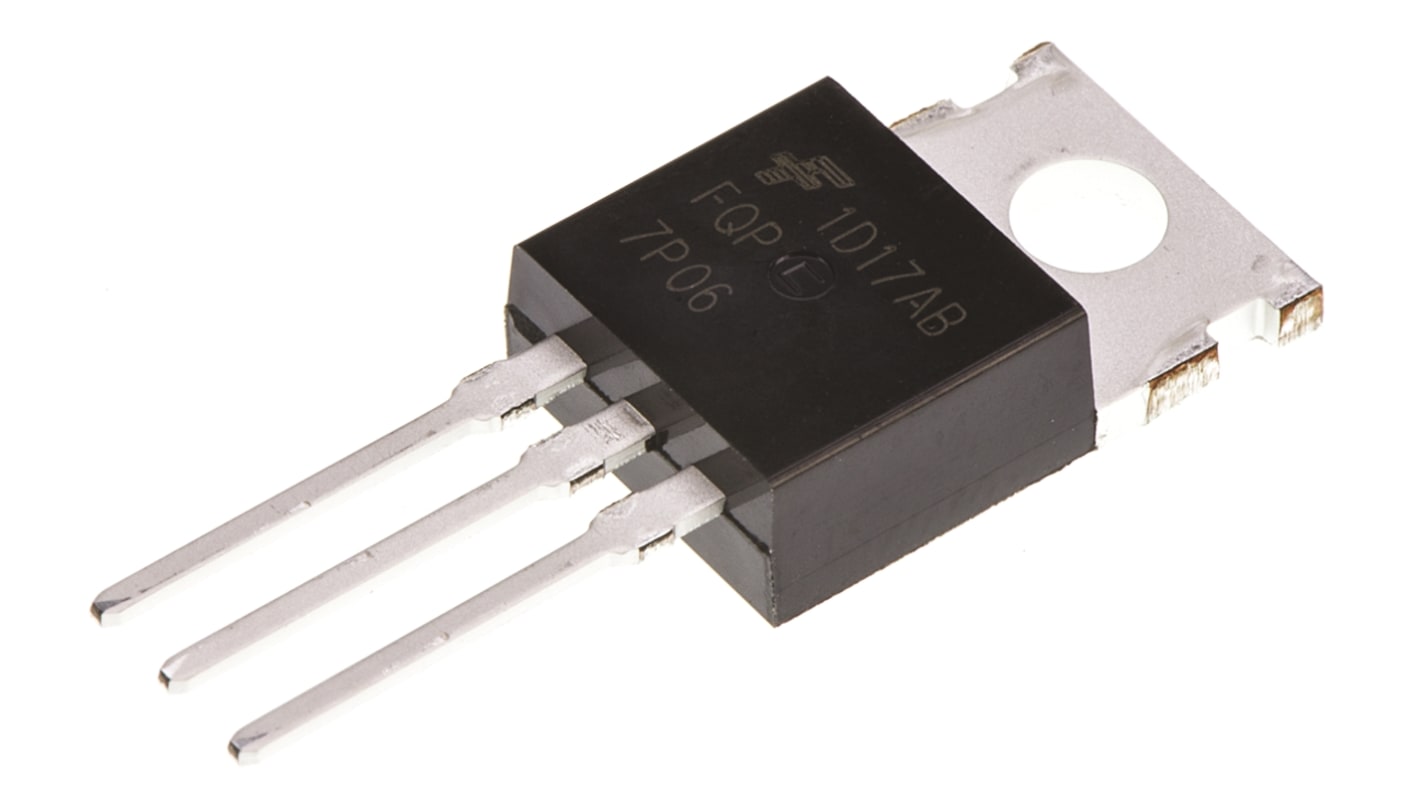 P-Channel MOSFET, 7 A, 60 V, 3-Pin TO-220AB onsemi FQP7P06