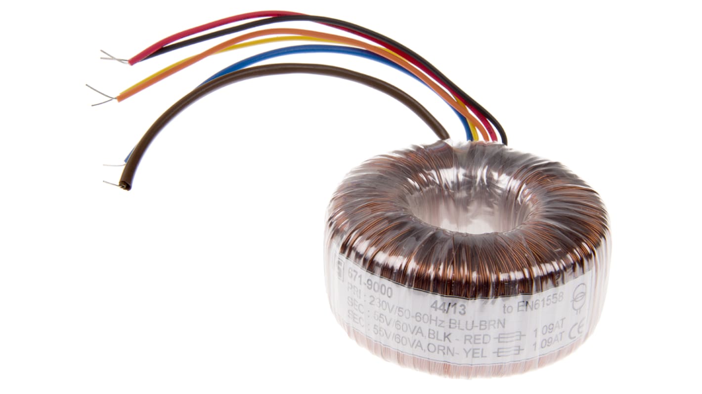 RS PRO トロイダルトランス,1次：230V ac,2次：2 x 55V ac,電力：120VA