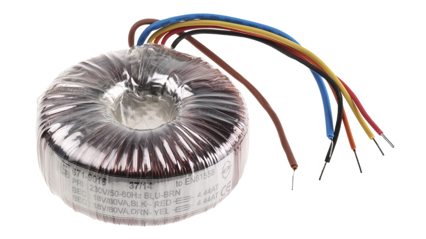 RS PRO 230V ac, 2 x 18V ac Toroidal Transformer, 160VA 2 Output