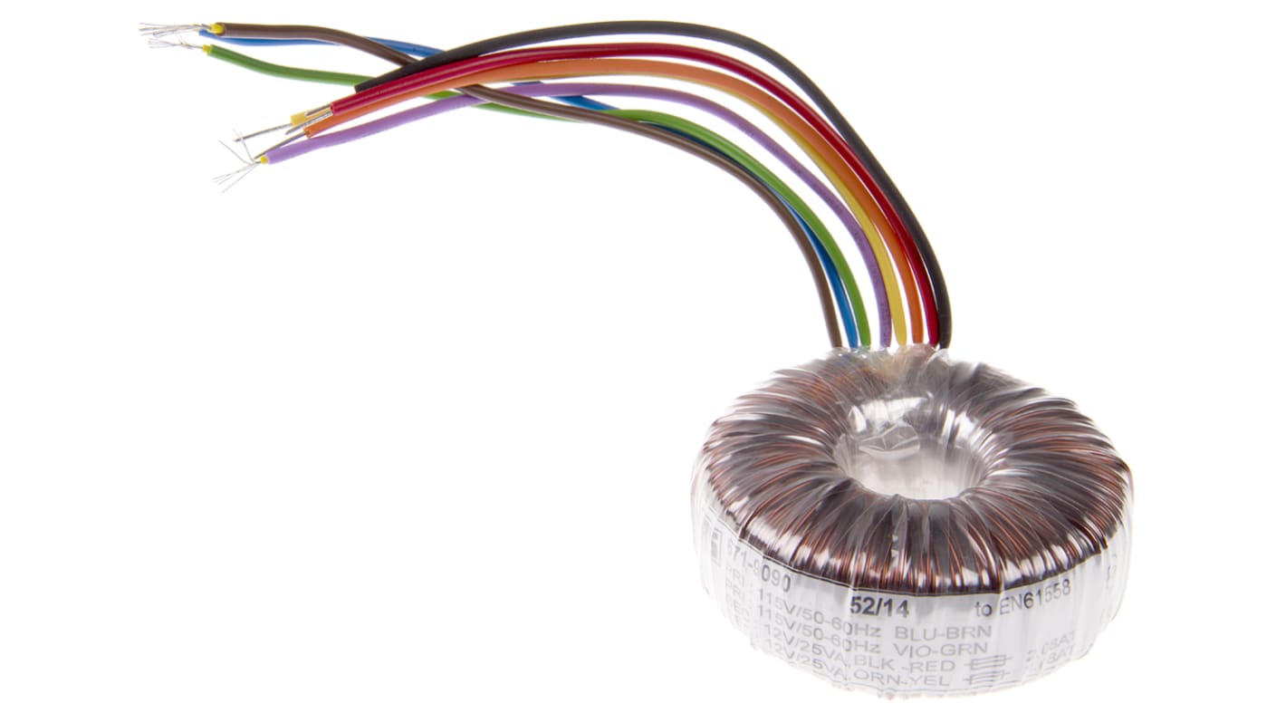 RS PRO 115 V ac, 230 V ac, 2 x 12V ac Toroidal Transformer, 50VA 2 Output