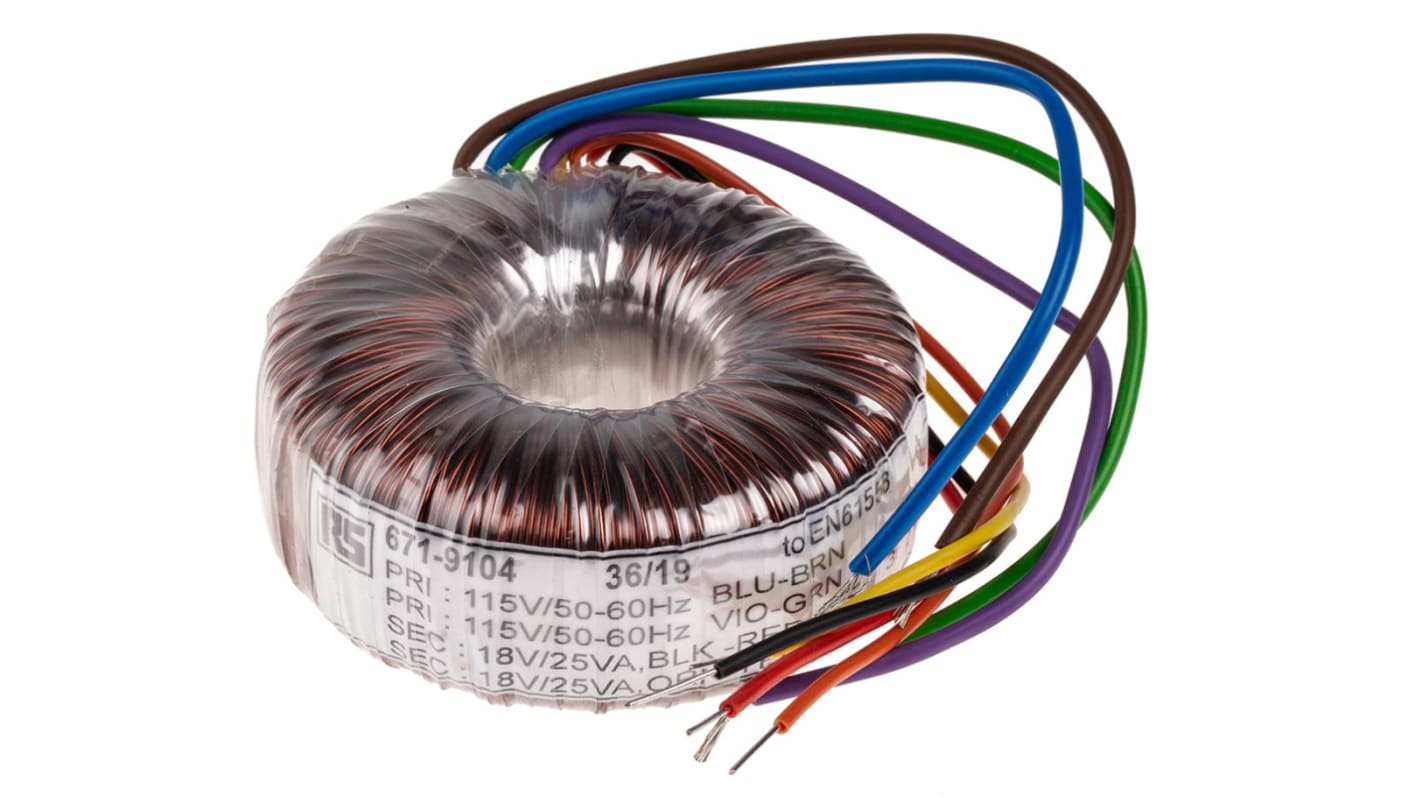 RS PRO トロイダルトランス,1次:115 V ac, 230 V ac,2次:2 x RS PRO トロイダルトランス,1次:115 V ac, 230 V ac,2次:2 x
