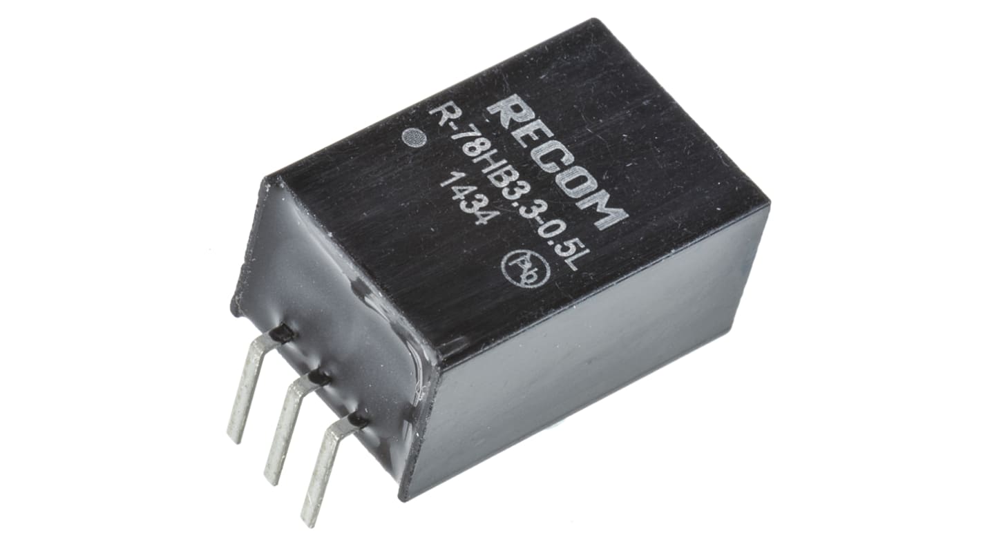 Recom スルーホール スイッチングレギュレータ 9 → 72V dc To 3.3V dc 500mA