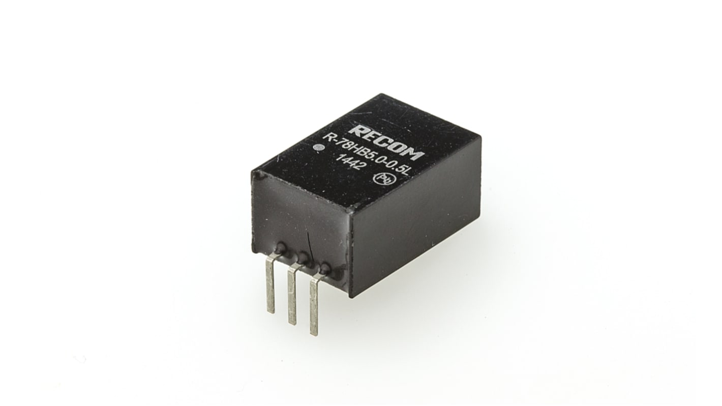 Recom Switching Regulator, Through Hole, 5V dc Output Voltage, 9 → 72V dc Input Voltage, 500mA Output Current, 1