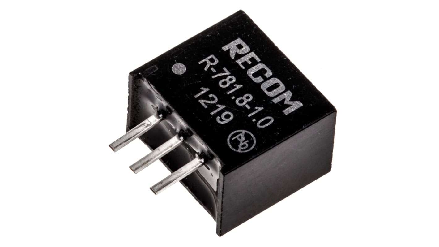 Recom Switching Regulator, Through Hole, 1.8V dc Output Voltage, 4.75 → 18V dc Input Voltage, 1A Output Current,
