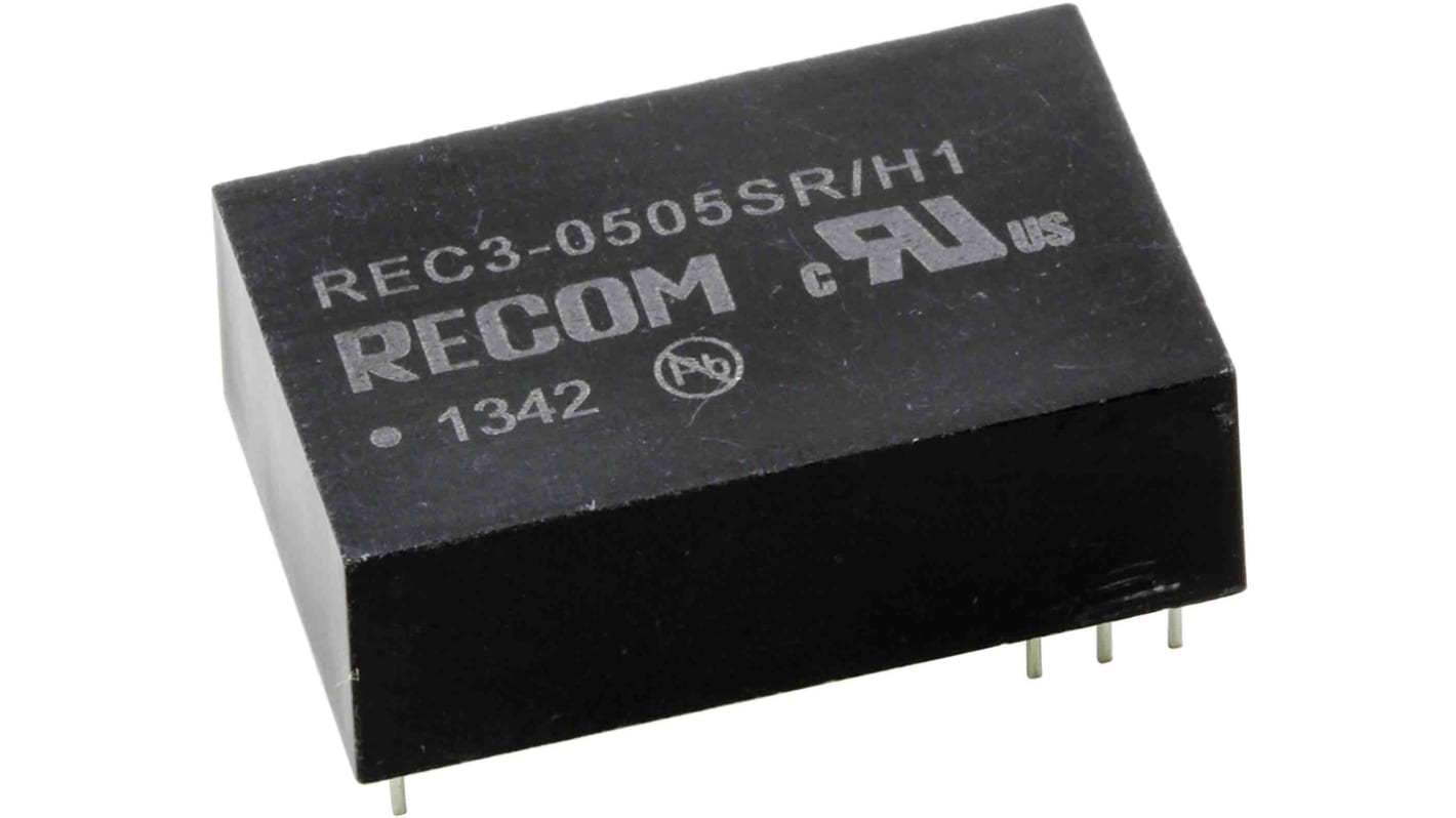 Recom REC3 DC/DC-Wandler 3W 5 V dc IN, 5V dc OUT / 600mA Durchsteckmontage 500V ac isoliert