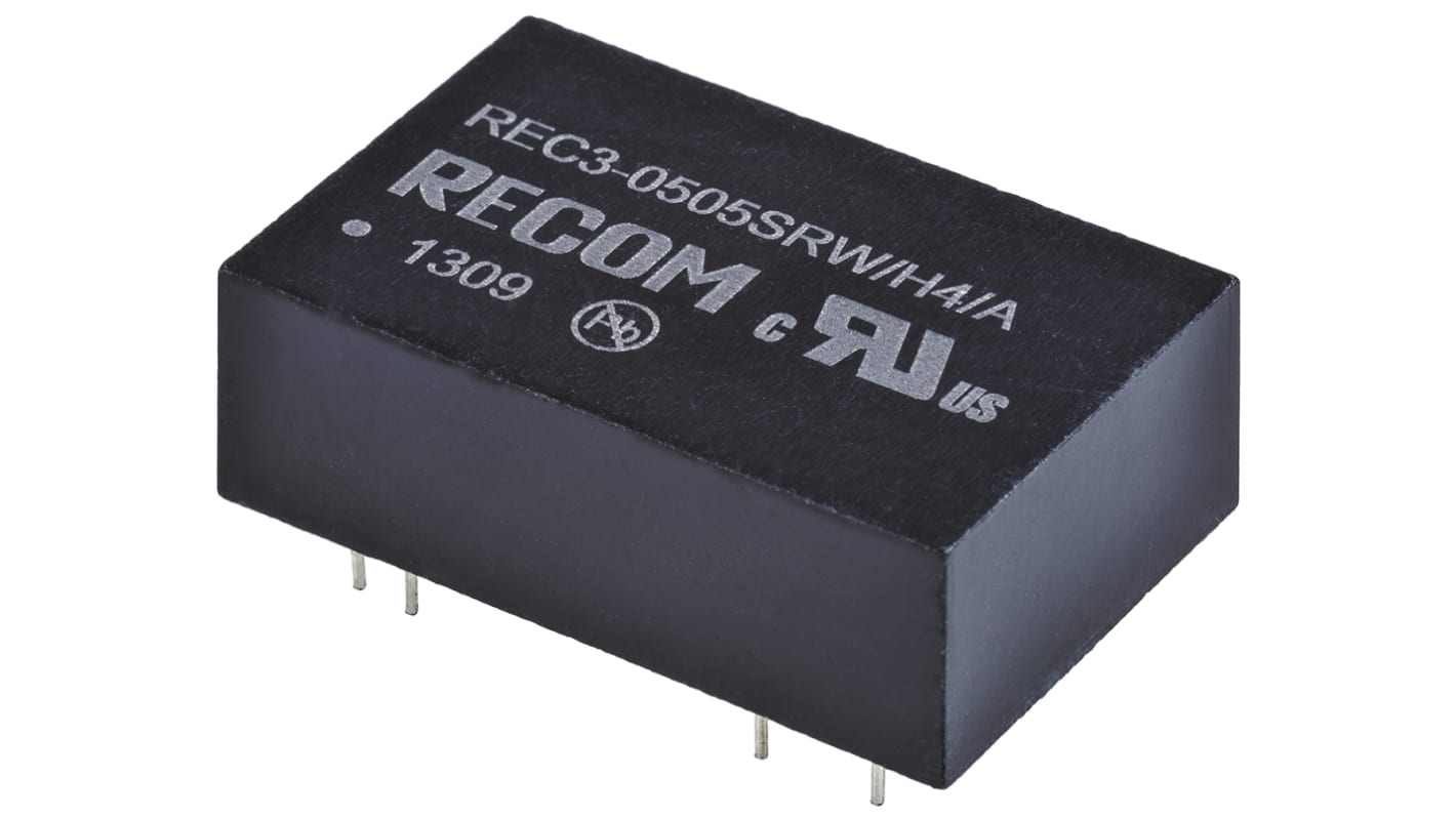 Recom REC3 DC/DC-Wandler 3W 5 V dc IN, 5V dc OUT / 600mA Durchsteckmontage 2kV ac isoliert