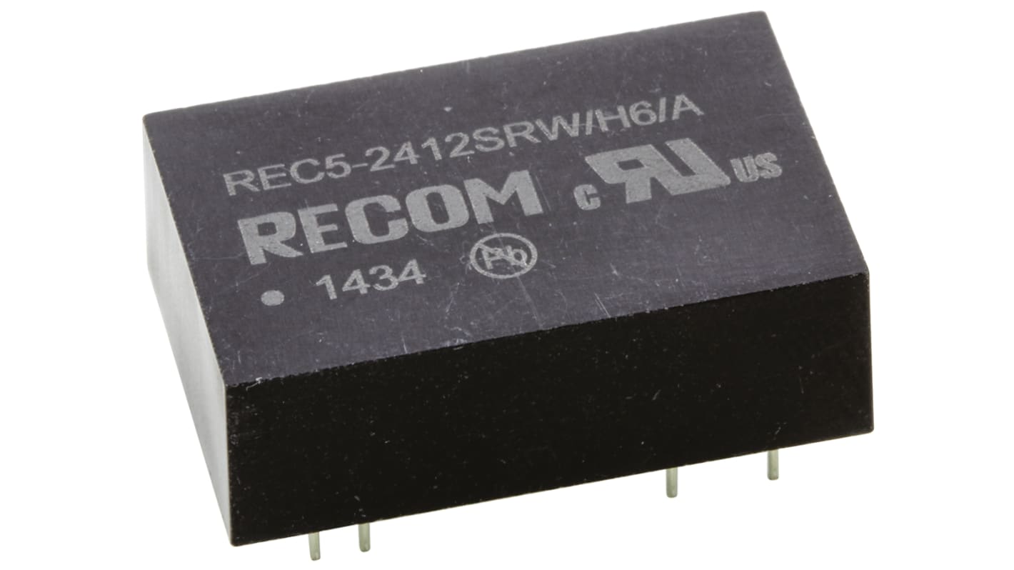 Recom REC5 DC-DC Converter, 12V dc/ 420mA Output, 18 → 36 V dc Input, 5W, Through Hole, +75°C Max Temp -40°C Min