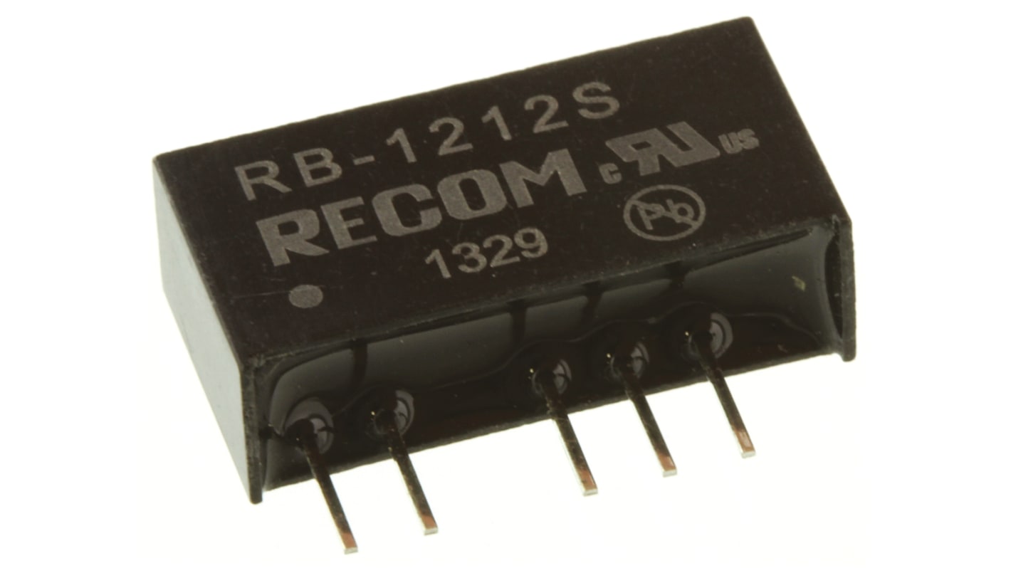 Recom RB DC-DC Converter, 12V dc/ 84mA Output, 10.8 → 13.2 V dc Input, 1W, Through Hole, +85°C Max Temp -40°C