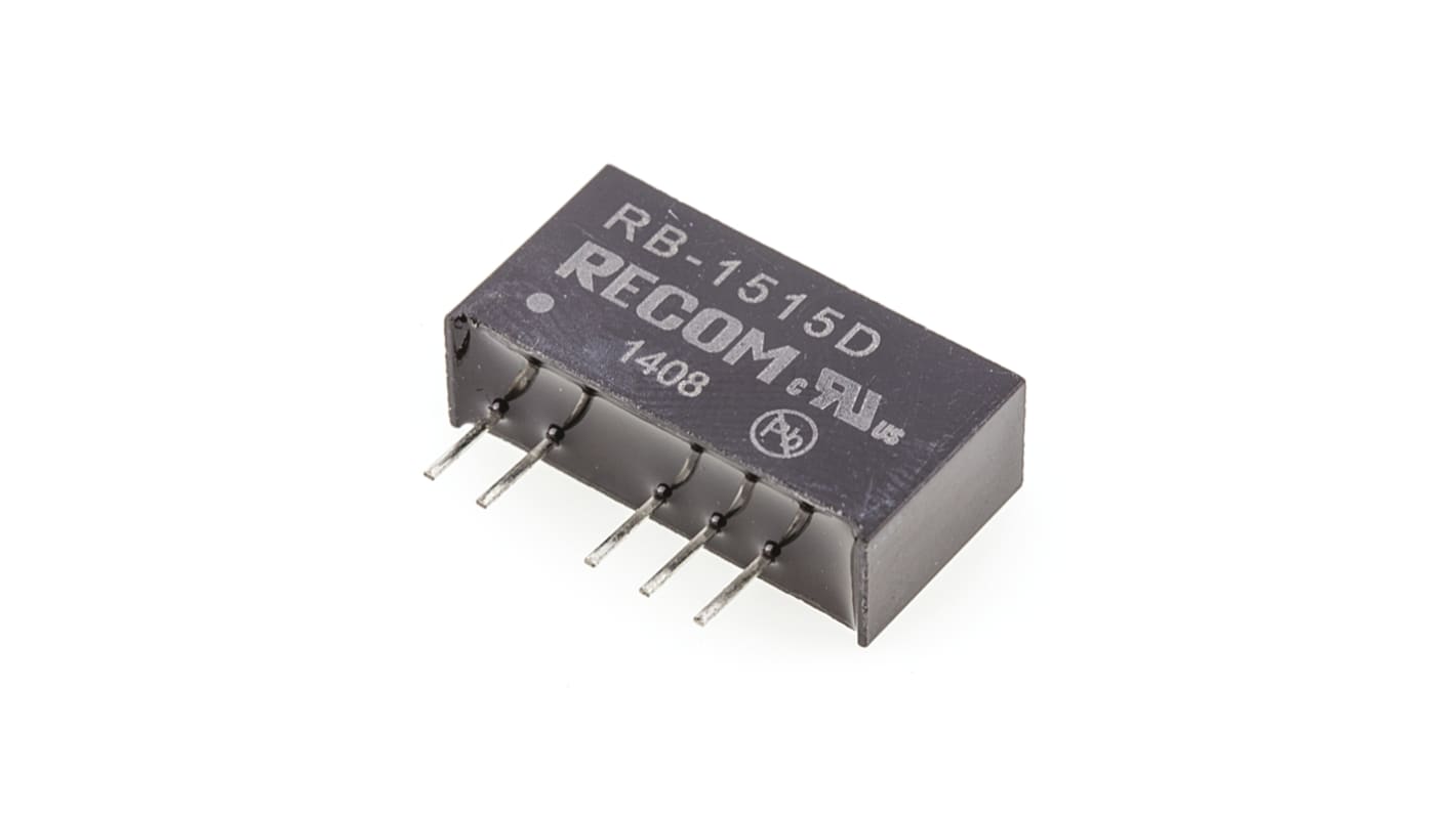 Przetwornica DC-DC, 1W, Uwe 13,5 → 15,5 V DC, Uwy ±15V dc, Iwy ±33mA, Recom