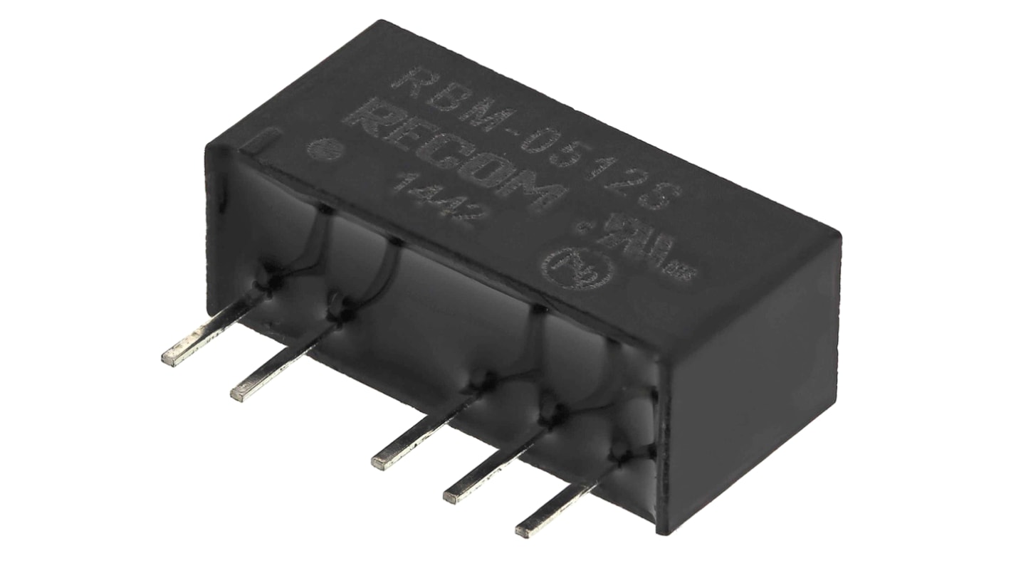 Recom RBM DC-DC Converter, 12V dc/ 83mA Output, 4.5 → 5.5 V dc Input, 1W, Through Hole, +85°C Max Temp -40°C Min