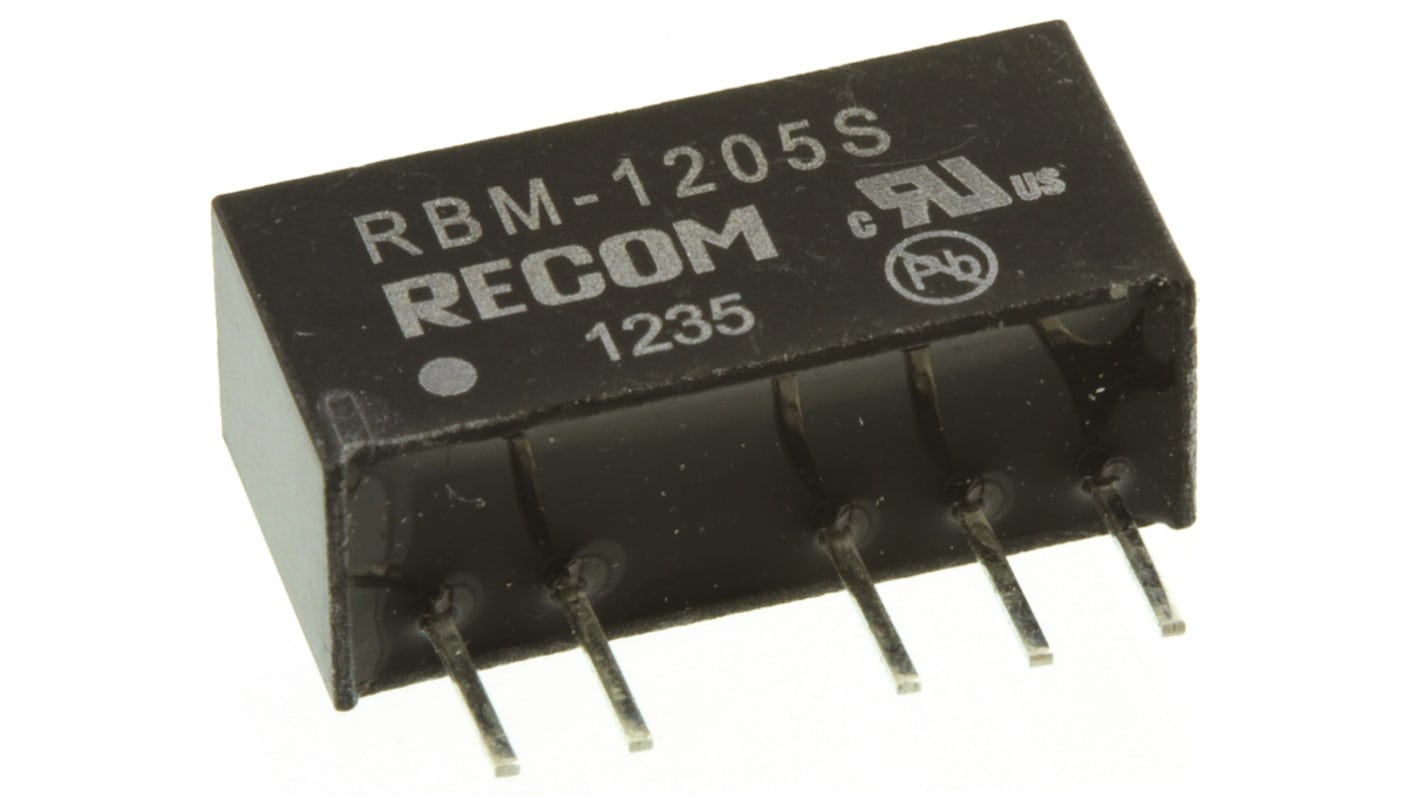 Recom RBM DC/DC-Wandler 1W 12 V dc IN, 5V dc OUT / 200mA Durchsteckmontage 3kV dc isoliert