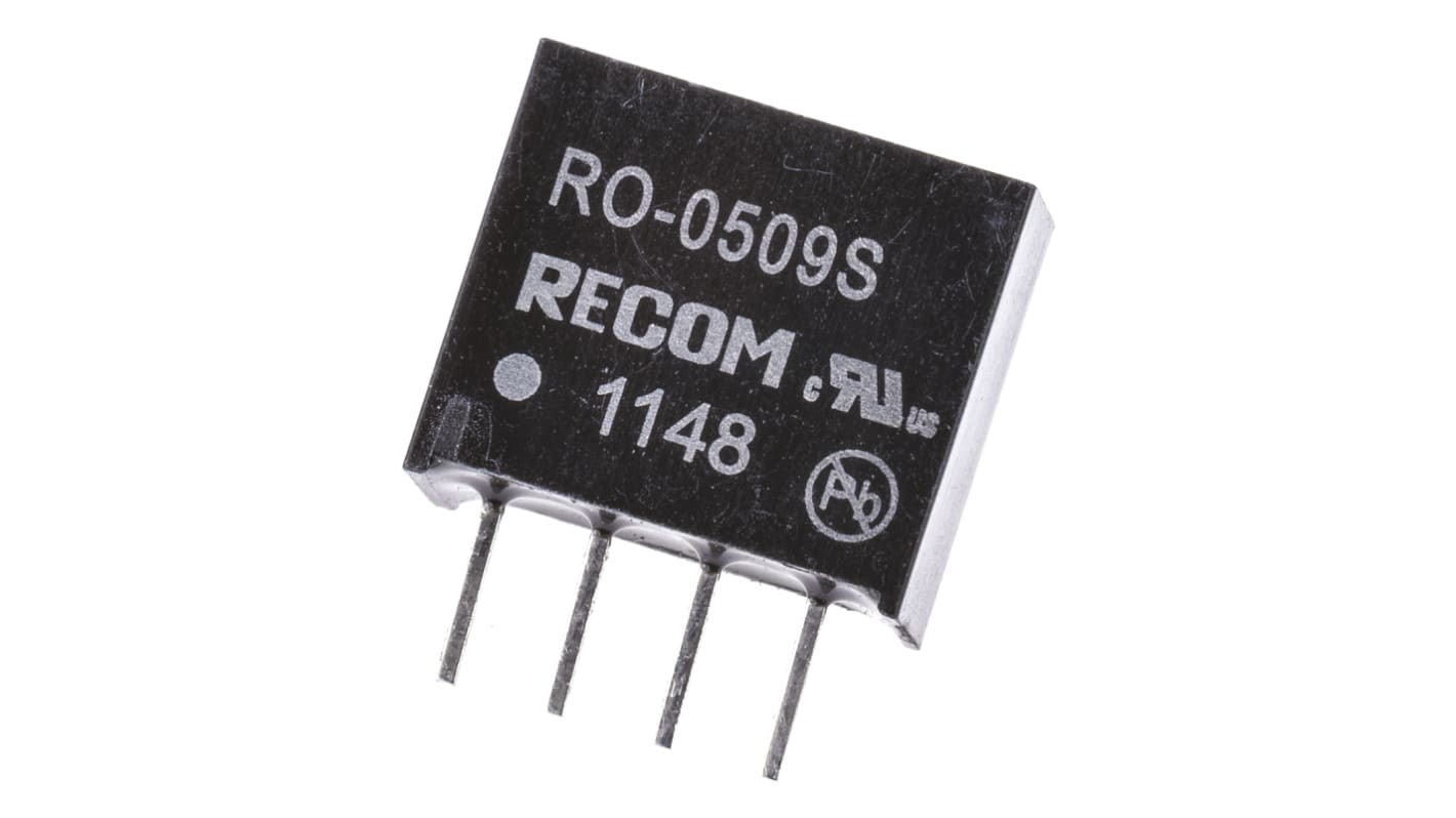 Recom RO DC-DC Converter, 9V dc/ 111mA Output, 4.5 → 5.5 V dc Input, 1W, Through Hole, +85°C Max Temp -40°C Min
