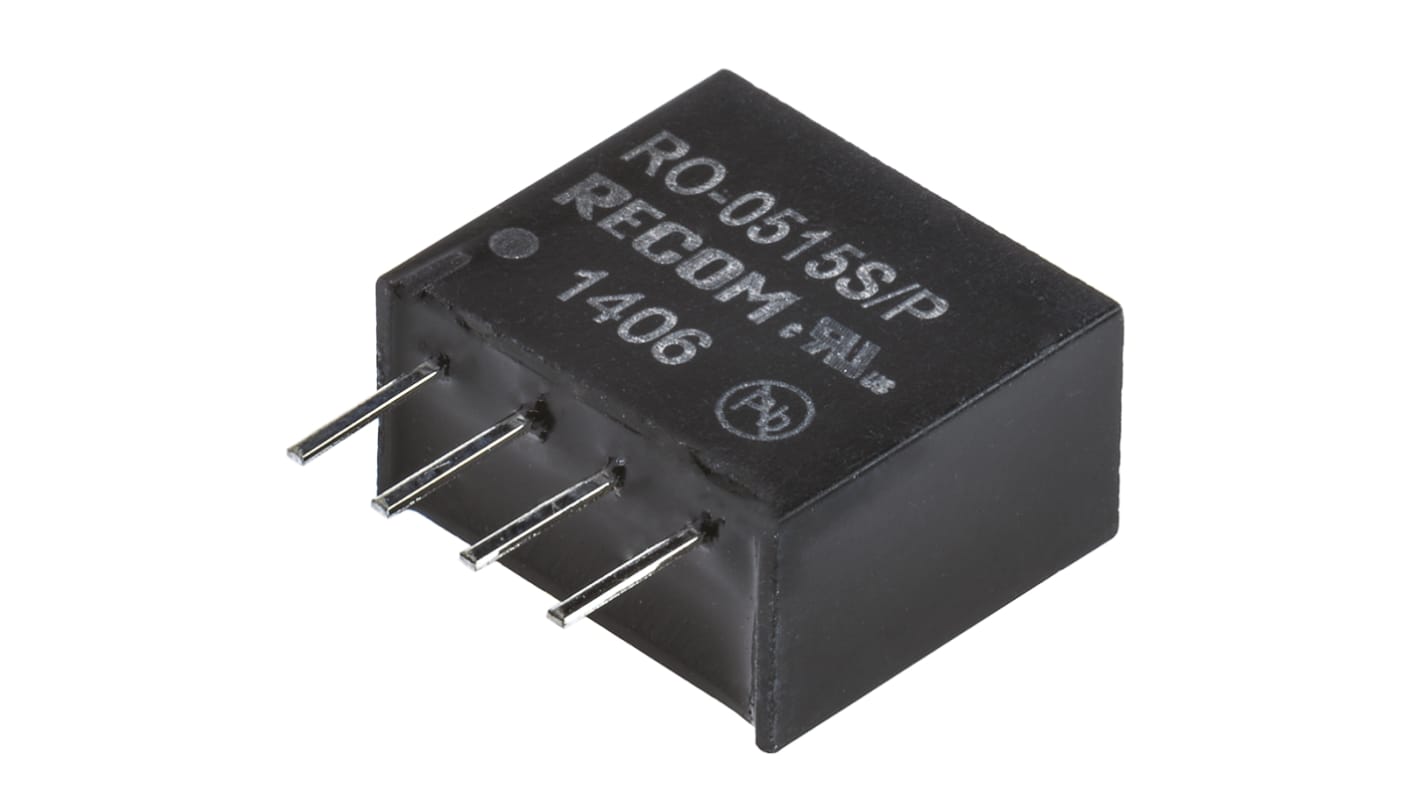 Recom RO DC-DC Converter, 15V dc/ 66mA Output, 4.5 → 5.5 V dc Input, 1W, Through Hole, +85°C Max Temp -40°C Min