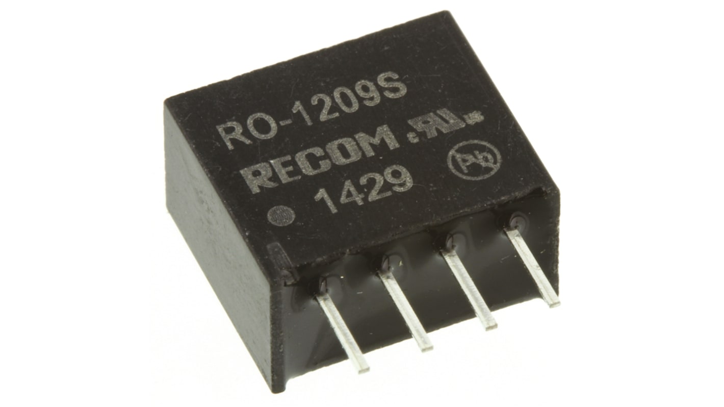 Recom RO DC-DC Converter, 9V dc/ 111mA Output, 10.8 → 13.2 V dc Input, 1W, Through Hole, +85°C Max Temp -40°C