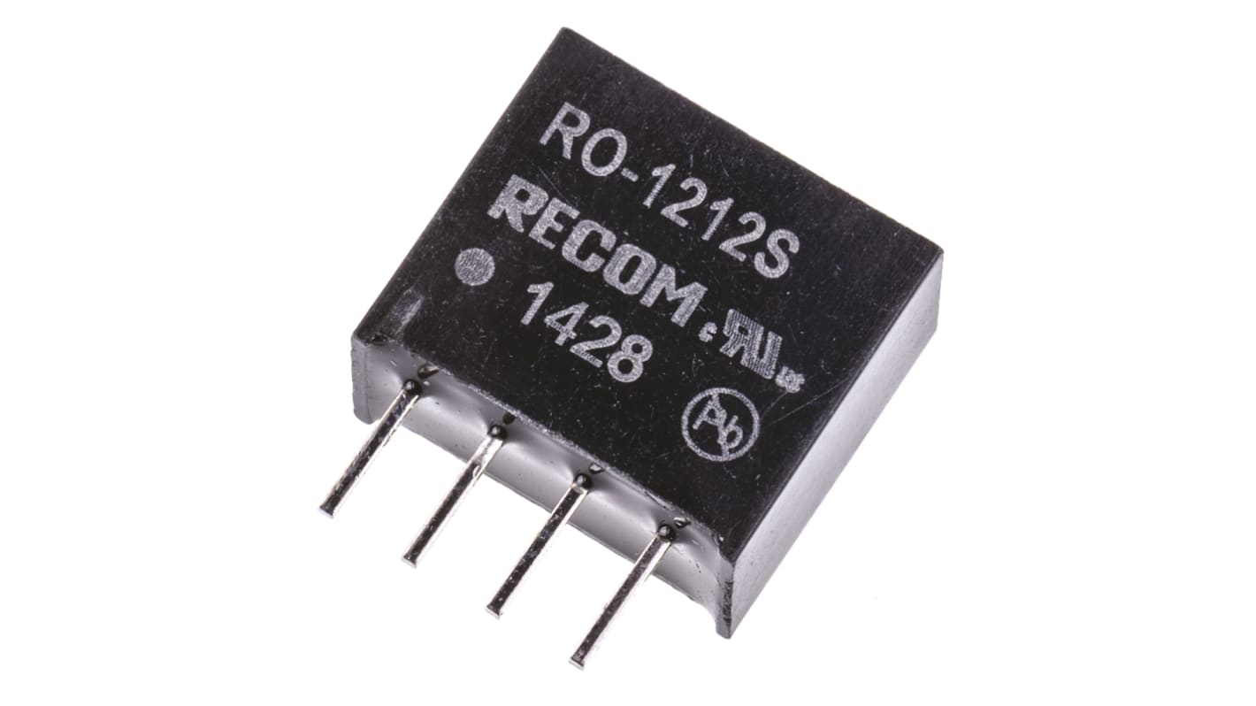 Recom RO DC-DC Converter, 12V dc/ 83mA Output, 10.8 → 13.2 V dc Input, 1W, Through Hole, +85°C Max Temp -40°C