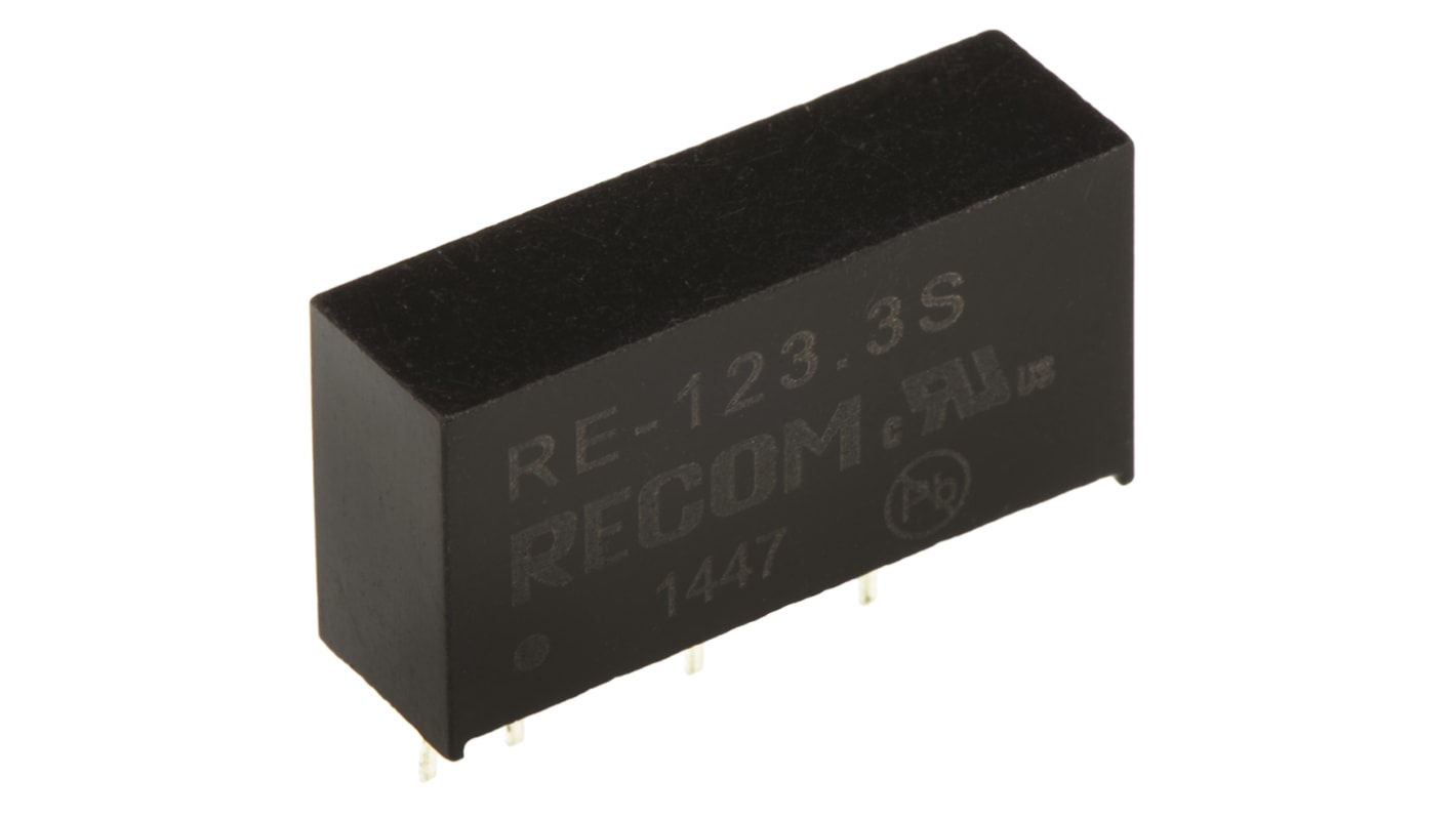 Recom RE DC-DC Converter, 3.3V dc/ 300mA Output, 10.8 → 13.2 V dc Input, 1W, Through Hole, +85°C Max Temp -40°C