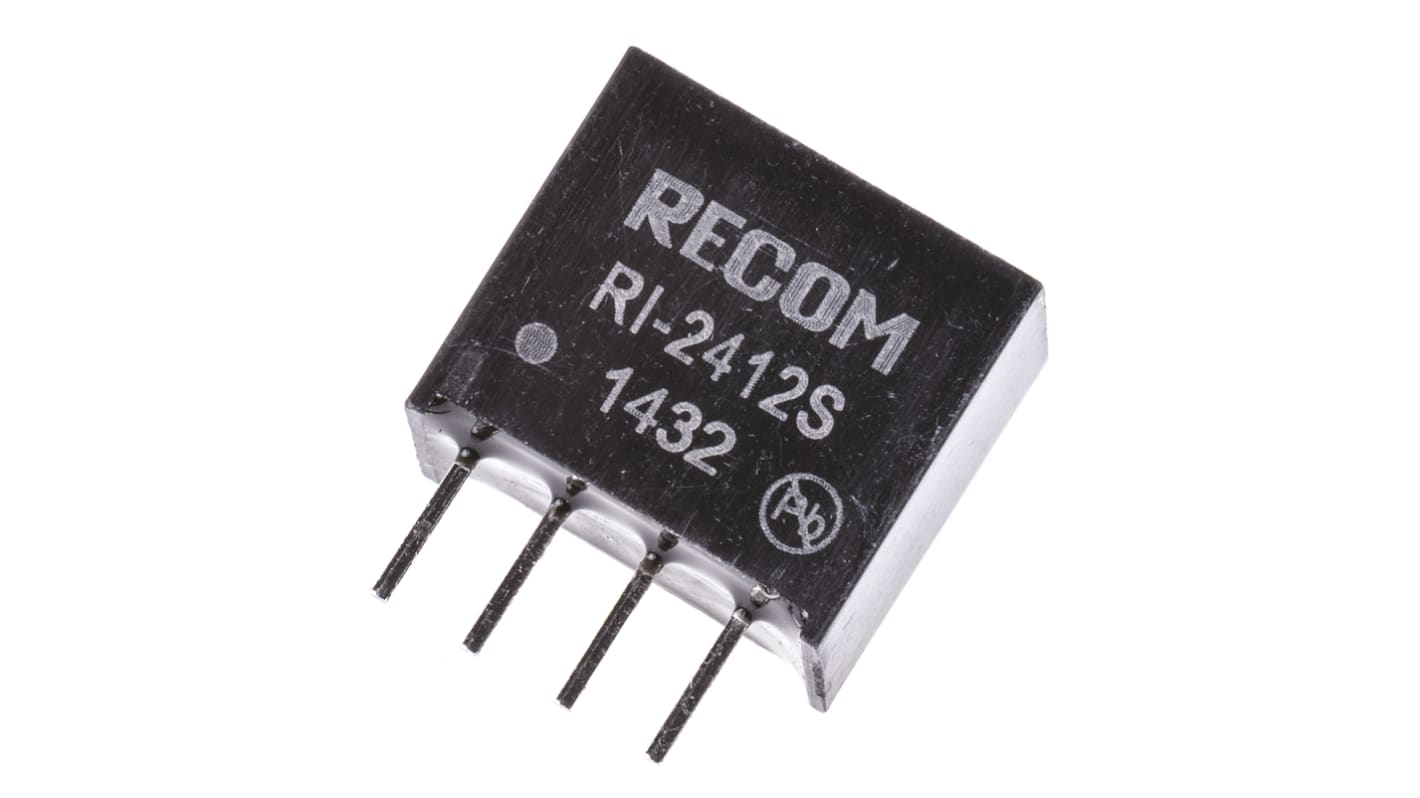 Recom RI DC-DC Converter, 12V dc/ 167mA Output, 21.6 → 26.4 V dc Input, 2W, Through Hole, +85°C Max Temp -40°C