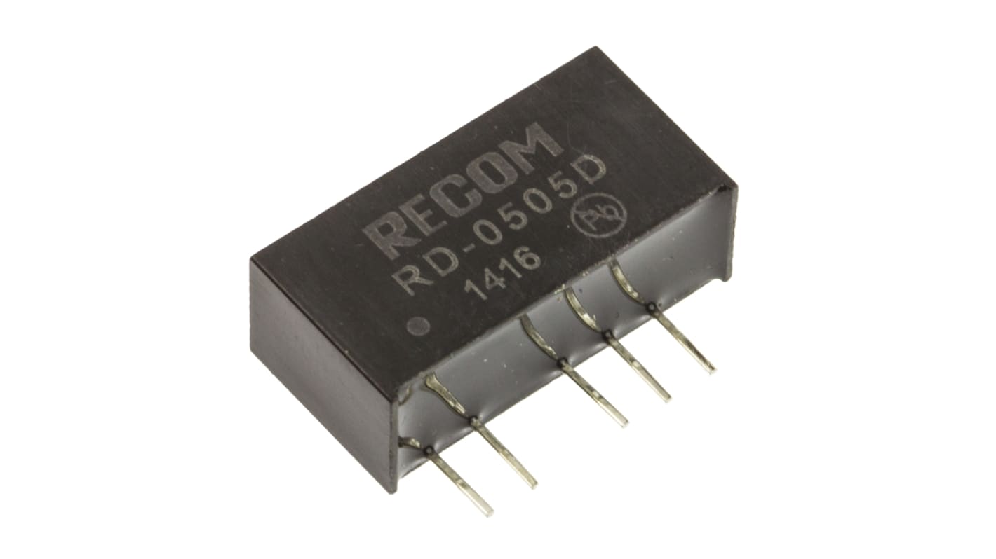 Recom RD DC/DC-Wandler 2W 5 V dc IN, ±5V dc OUT / ±200mA Durchsteckmontage 1kV dc isoliert