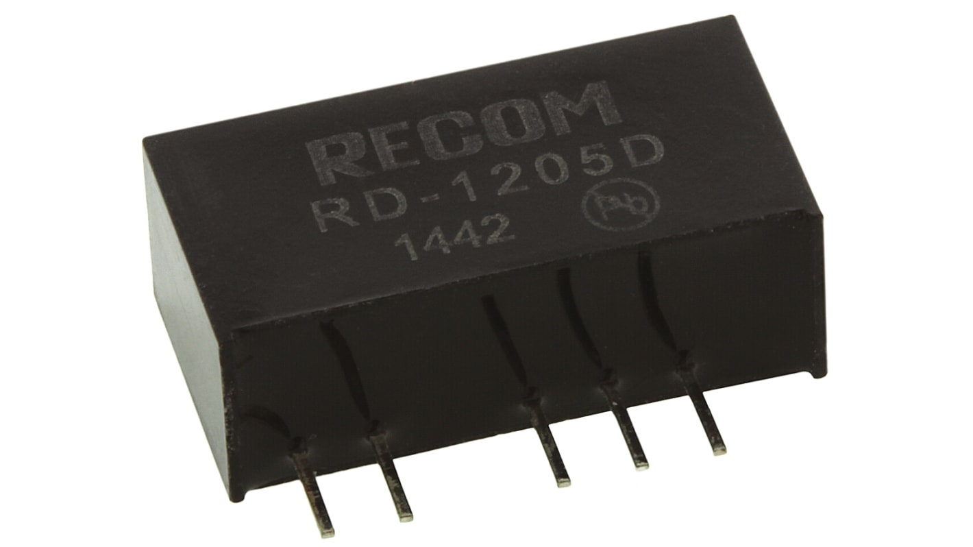 Recom RD DC-DC Converter, ±5V dc/ ±200mA Output, 10.8 → 13.2 V dc Input, 2W, Through Hole, +85°C Max Temp -40°C