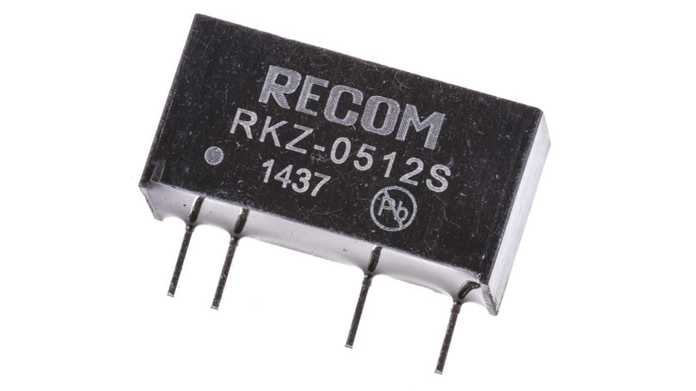 Recom RKZ DC-DC Converter, 12V dc/ 168mA Output, 4.5 → 5.5 V dc Input, 2W, Through Hole, +85°C Max Temp -40°C