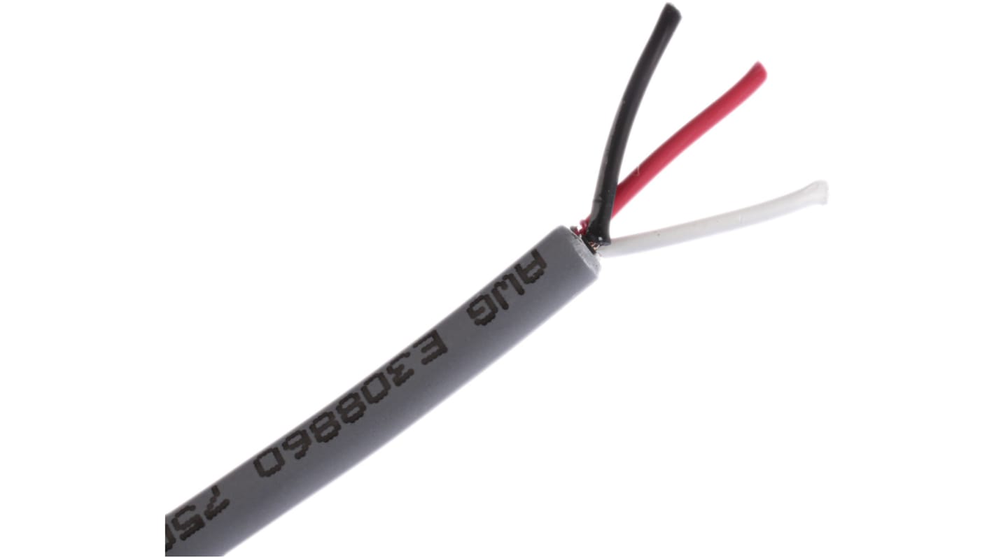Alpha Wire Alpha Essentials LSZH Communication & Control Series Data Cable, 3 Cores, 0.35 mm², Unscreened, 22 AWG, 30m,