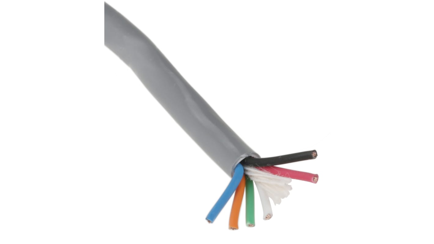 Alpha Wire Alpha Essentials LSZH Communication & Control Series Data Cable, 6 Cores, 0.35 mm², Unscreened, 22 AWG, 30m,