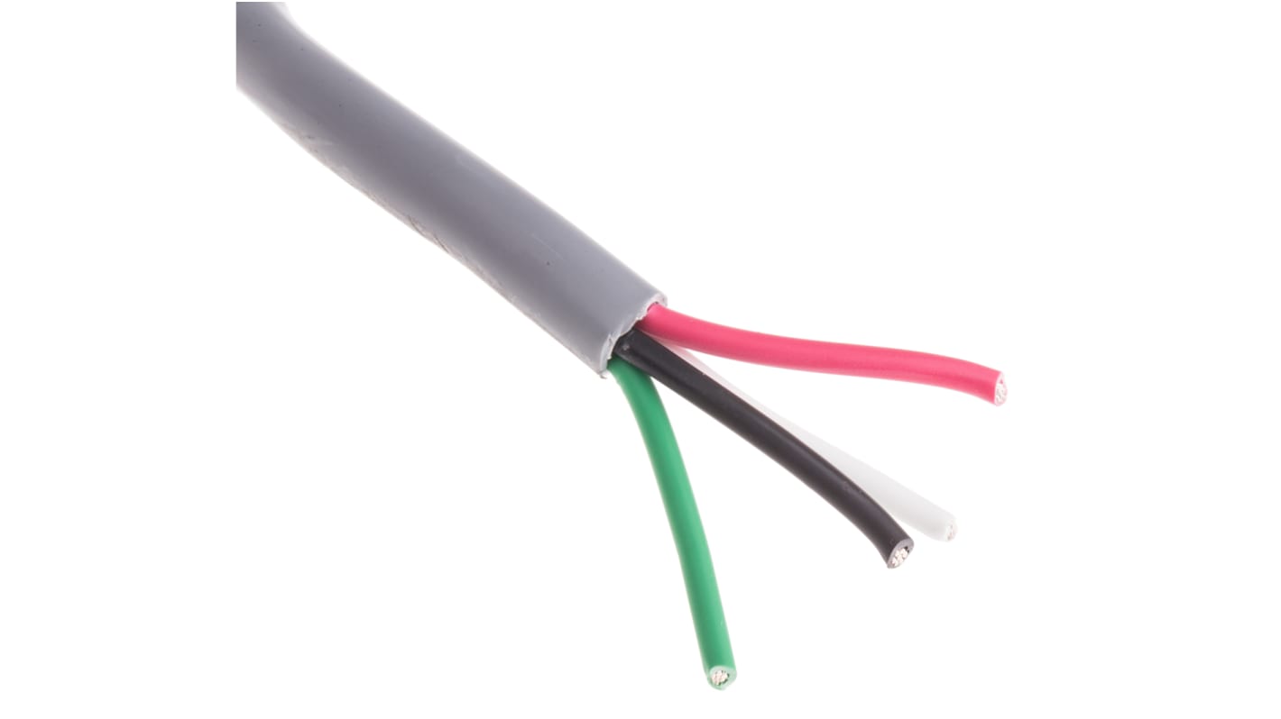 Alpha Wire Multicore Data Cable, 0.56 mm², 4 Cores, 20 AWG, Unscreened, 30m, Grey Sheath