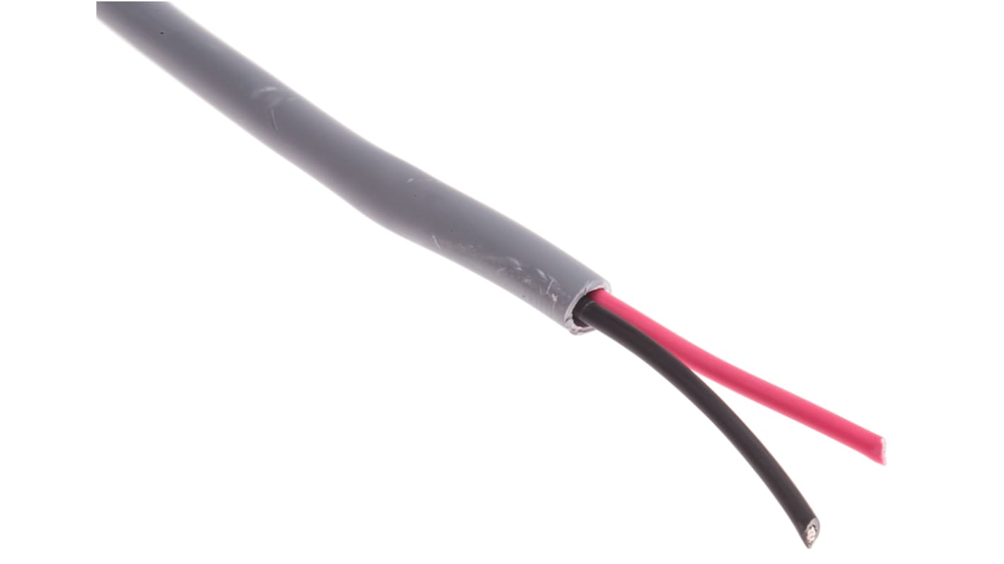 Alpha Wire 2芯非屏蔽线 0.56 mm²多芯线 数据电缆, 20 AWG, Alpha Essentials LSZH Communication & Control系列, LSZH灰色护套