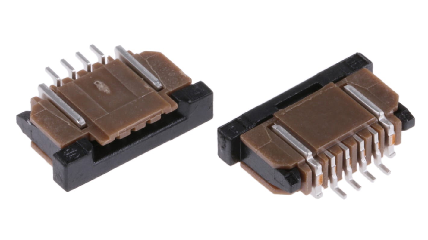 Amphenol Communications Solutions FPC连接器, 母座, 4p, 1mm间距, 单排, SMT安装, 直角, 1A, 100 V 交流/直流