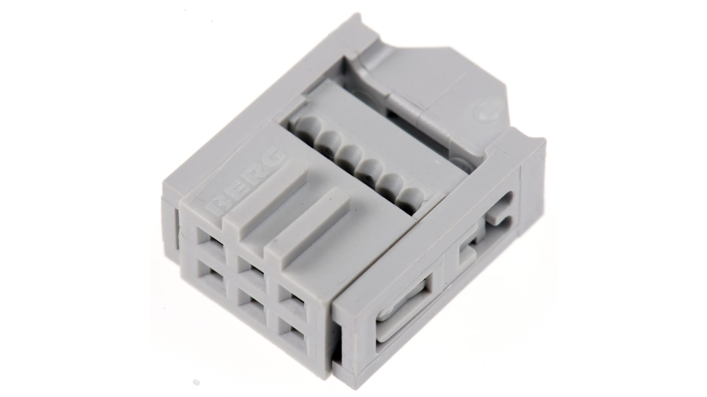 Amphenol Communications Solutions IDC连接器, 母座, 6p, 2.54mm间距, 2排, 电缆安装, IDC端接, 直角, Quickie系列