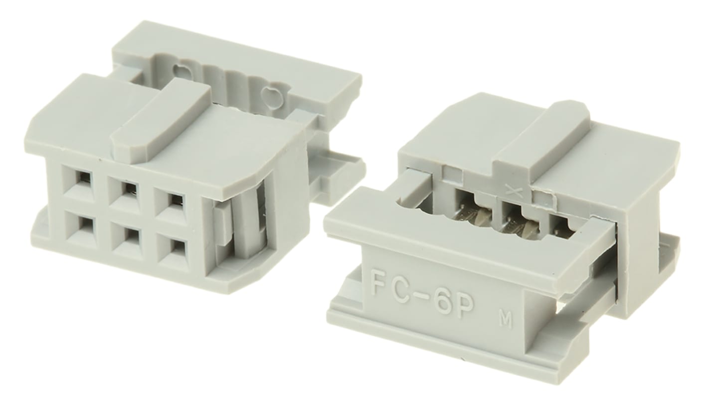 ASSMANN WSW IDC连接器, 母座, 6p, 2.54mm间距, 2排, 电缆安装, 直角, AWP系列
