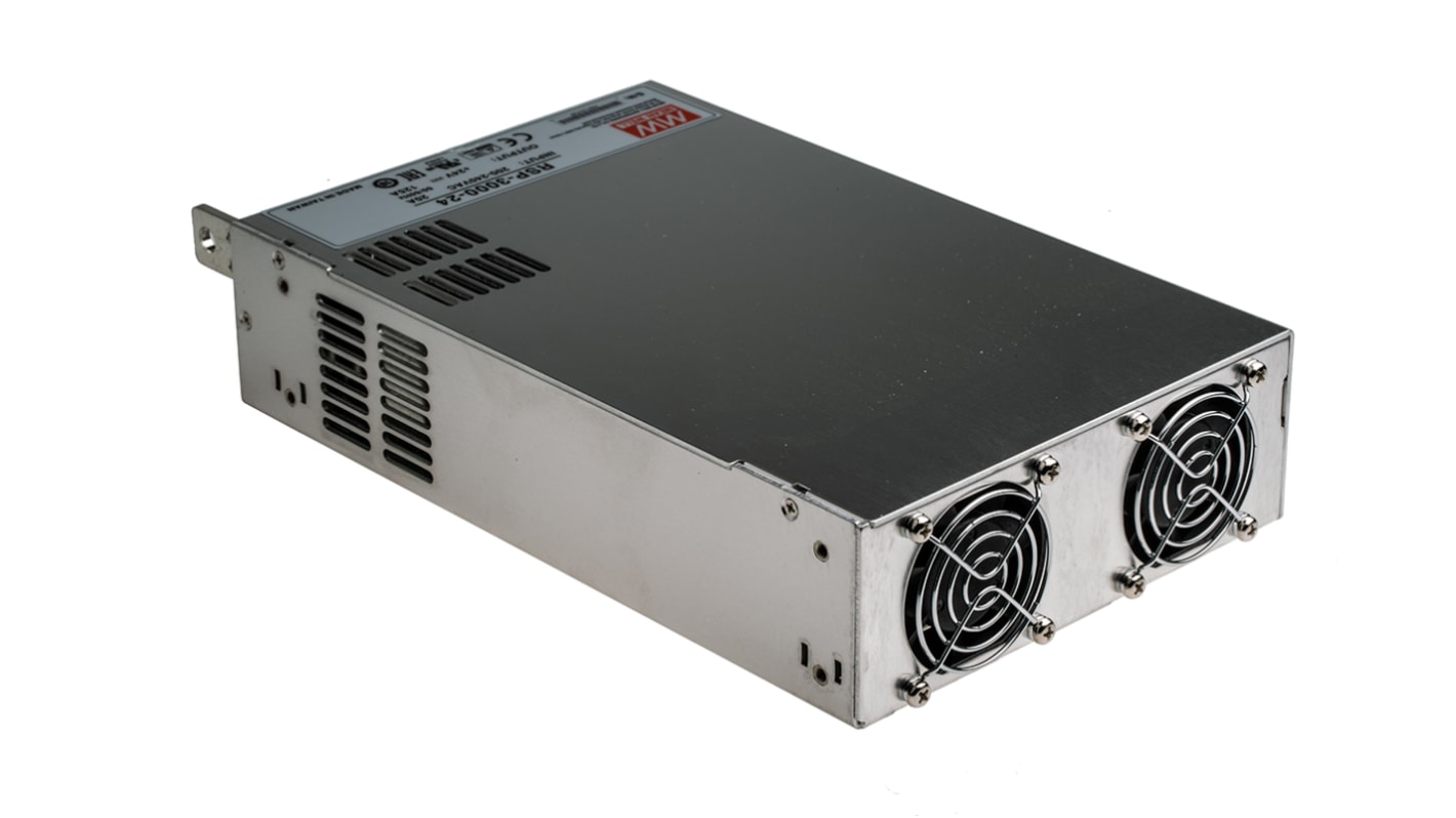 MEAN WELL Switching Power Supply, RSP-3000-24, 24V dc, 125A, 3kW, 1 Output, 180 → 264 V ac, 254 → 370 V