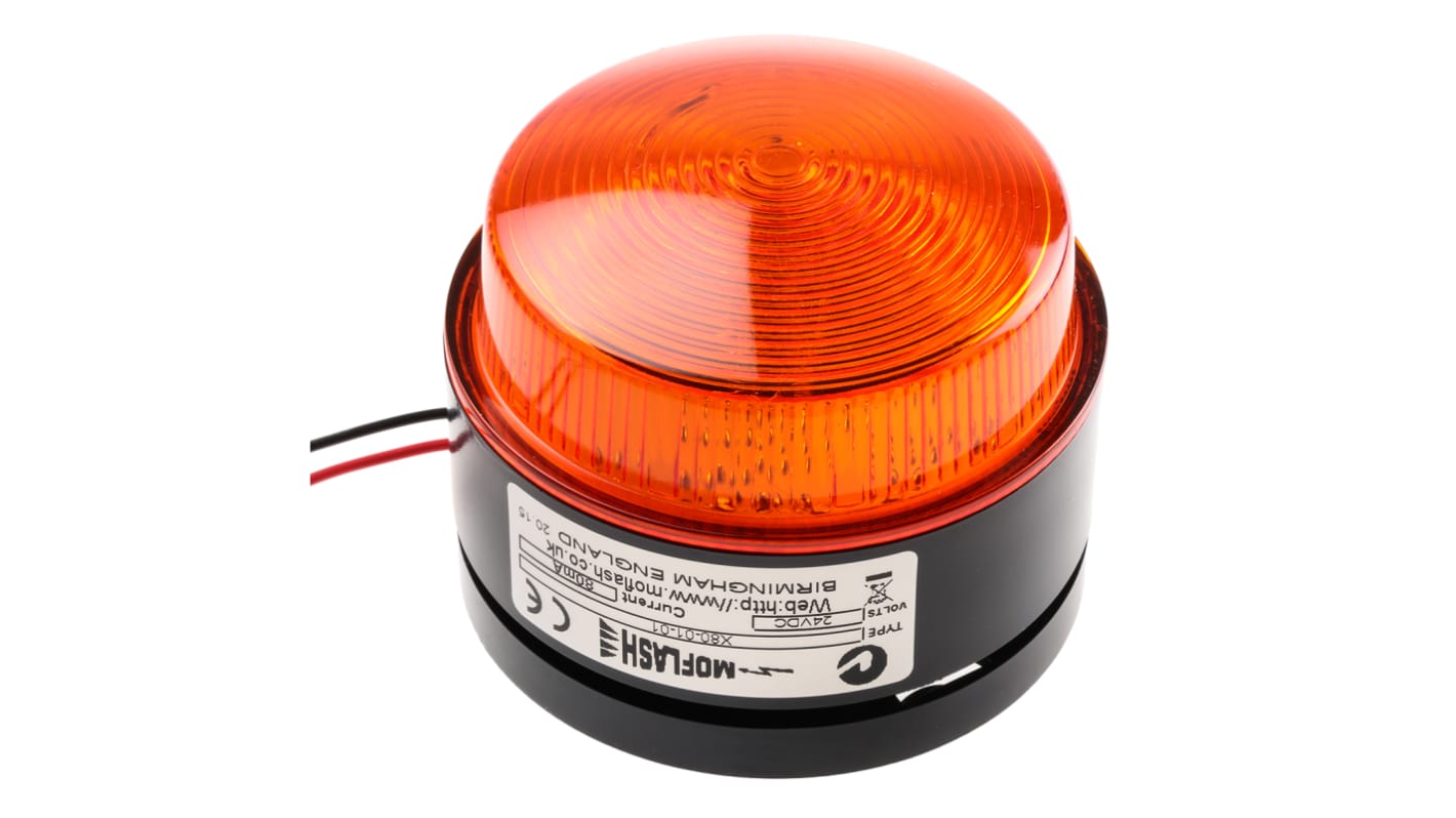 Moflash X80 Series Amber Flashing Beacon, 18 → 30 V, Surface Mount, Xenon Bulb, IP67