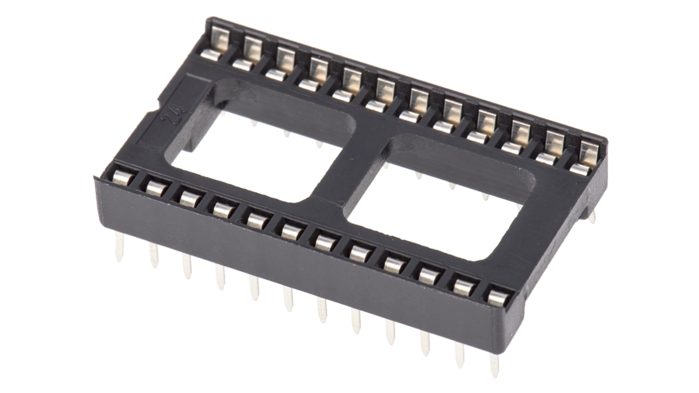 ASSMANN WSW DIP24插座, 垂直, 15.24mm排宽, 2.54mm节距, 模压引脚, THT安装, 30.48 x 17.78 x 5.1mm